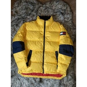 Vintage yellow 90s Tommy Hilfiger puffer jacket